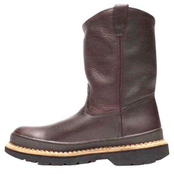 Georgia® Giant Wellington Pull-on work boot Soggy Brown Leather Men’s Size 12 M - Picture 6 of 16